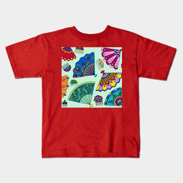 Colorful Fans Kids T-Shirt by HLeslie Design